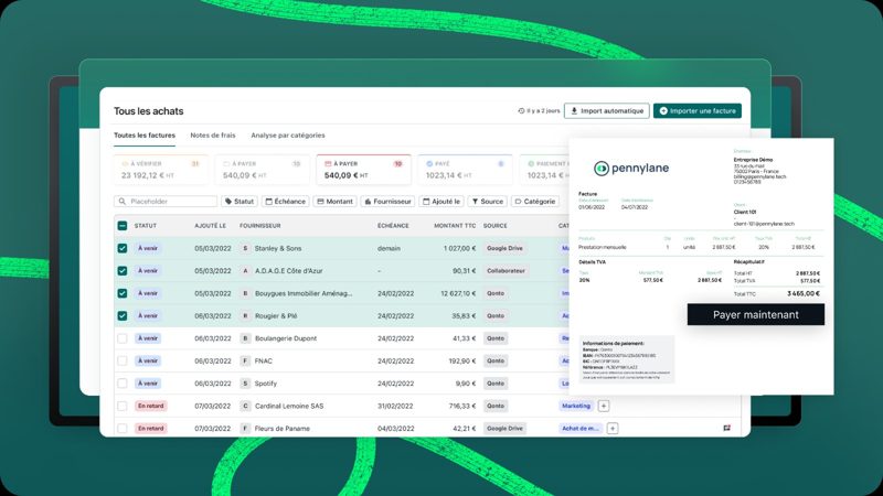 Pennylane : liste des factures d’achat reçues